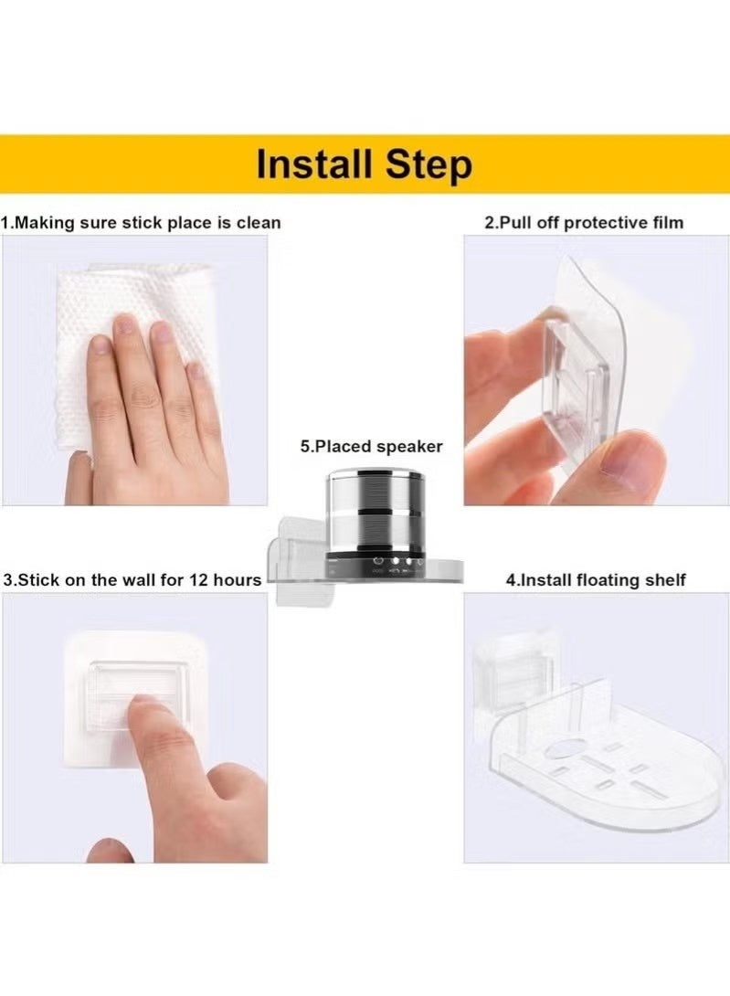 3 Pcs Acrylic Small Wall Shelf, Surveillance Bracket with Adhesive, Mini Floating Wall Shelves for Security Cameras, Webcam, Speakers, Baby Monitors, Easy to Install No Drill,11*9.5*3cm - Image 3